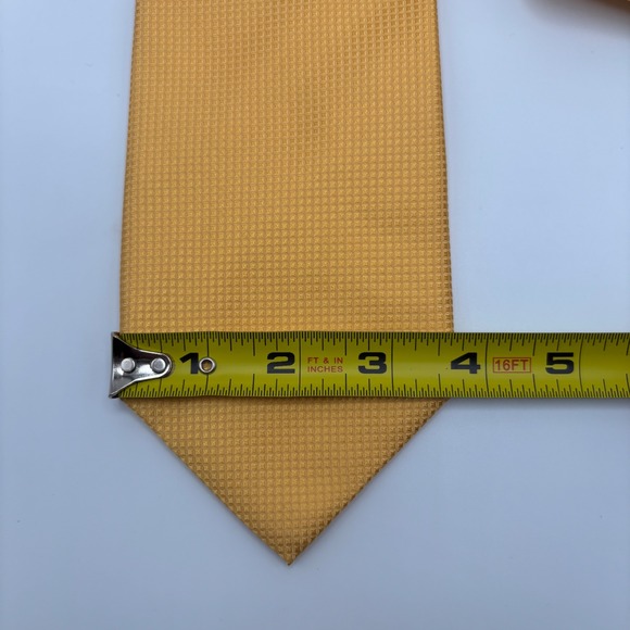 Arcuri Yellow Textured‎ Micro-Check Silk Tie Size 62"x3.75" EUC - Picture 4 of 4